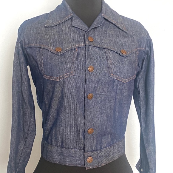 Vintage Jacket Billy the Kid Size 10 - 12 Boy Girl 70s Dagger Collar Denim Jeans - Picture 5 of 8